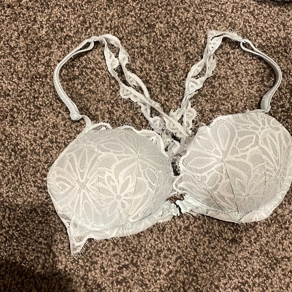 Baby blue lace bra from Pink/VS In good condition, size 32C